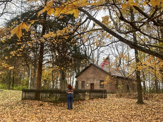 Pioneer Church and Burial Grounds Pioneer Church and cemetery at Indian Creek MetroPark in fall